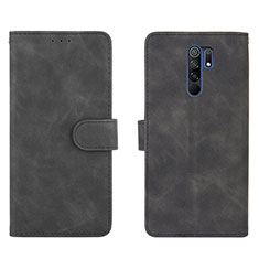 Leather Case Stands Flip Cover Holder L03Z for Xiaomi Redmi 9 Prime India Black