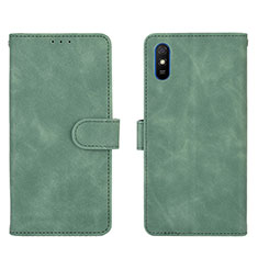Leather Case Stands Flip Cover Holder L03Z for Xiaomi Redmi 9A Green