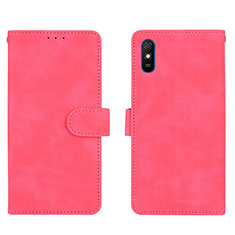 Leather Case Stands Flip Cover Holder L03Z for Xiaomi Redmi 9AT Hot Pink