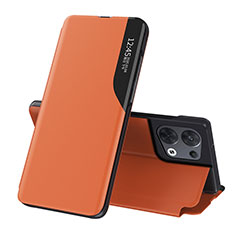Leather Case Stands Flip Cover Holder L04 for Oppo Reno8 Pro 5G Orange