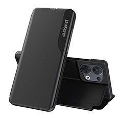 Leather Case Stands Flip Cover Holder L04 for Oppo Reno9 5G Black