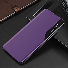 Leather Case Stands Flip Cover Holder L04 for Samsung Galaxy S22 Ultra 5G Purple