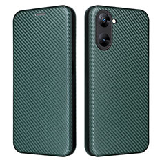 Leather Case Stands Flip Cover Holder L04Z for Realme V20 5G Green