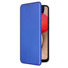 Leather Case Stands Flip Cover Holder L04Z for Samsung Galaxy A02s Blue