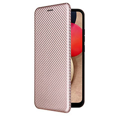 Leather Case Stands Flip Cover Holder L04Z for Samsung Galaxy A02s Rose Gold