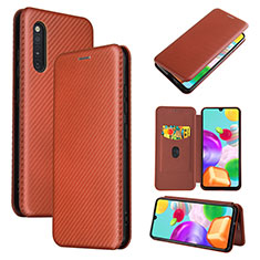 Leather Case Stands Flip Cover Holder L04Z for Samsung Galaxy A41 SC-41A Brown
