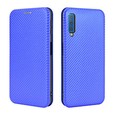 Leather Case Stands Flip Cover Holder L04Z for Samsung Galaxy A7 (2018) A750 Blue