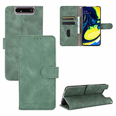 Leather Case Stands Flip Cover Holder L04Z for Samsung Galaxy A80 Green