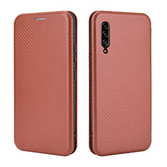 Leather Case Stands Flip Cover Holder L04Z for Samsung Galaxy A90 5G Brown