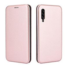Leather Case Stands Flip Cover Holder L04Z for Samsung Galaxy A90 5G Rose Gold