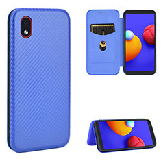 Leather Case Stands Flip Cover Holder L04Z for Samsung Galaxy M01 Core Blue