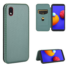Leather Case Stands Flip Cover Holder L04Z for Samsung Galaxy M01 Core Green