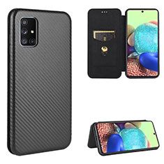 Leather Case Stands Flip Cover Holder L04Z for Samsung Galaxy M51 Black