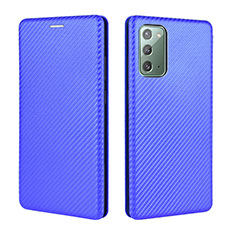 Leather Case Stands Flip Cover Holder L04Z for Samsung Galaxy Note 20 5G Blue