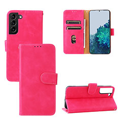 Leather Case Stands Flip Cover Holder L04Z for Samsung Galaxy S22 Plus 5G Hot Pink