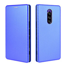 Leather Case Stands Flip Cover Holder L04Z for Sony Xperia 1 Blue