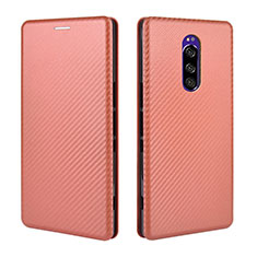 Leather Case Stands Flip Cover Holder L04Z for Sony Xperia 1 Brown