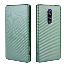 Leather Case Stands Flip Cover Holder L04Z for Sony Xperia 1 Green