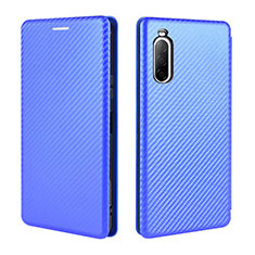 Leather Case Stands Flip Cover Holder L04Z for Sony Xperia 10 II Blue