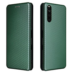 Leather Case Stands Flip Cover Holder L04Z for Sony Xperia 10 III Green