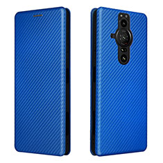 Leather Case Stands Flip Cover Holder L04Z for Sony Xperia PRO-I Blue