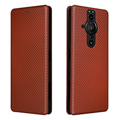 Leather Case Stands Flip Cover Holder L04Z for Sony Xperia PRO-I Brown