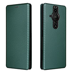 Leather Case Stands Flip Cover Holder L04Z for Sony Xperia PRO-I Green