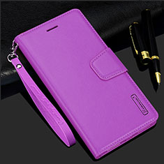 Leather Case Stands Flip Cover Holder L05 for Samsung Galaxy S22 Ultra 5G Purple