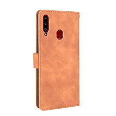 Leather Case Stands Flip Cover Holder L05Z for Samsung Galaxy A20s Brown