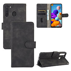 Leather Case Stands Flip Cover Holder L05Z for Samsung Galaxy A21 Black
