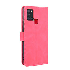 Leather Case Stands Flip Cover Holder L05Z for Samsung Galaxy A21s Hot Pink
