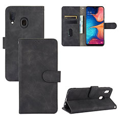 Leather Case Stands Flip Cover Holder L05Z for Samsung Galaxy A30 Black