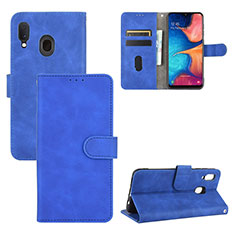Leather Case Stands Flip Cover Holder L05Z for Samsung Galaxy A30 Blue