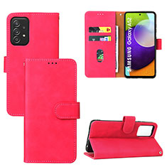 Leather Case Stands Flip Cover Holder L05Z for Samsung Galaxy A52 5G Hot Pink
