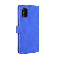 Leather Case Stands Flip Cover Holder L05Z for Samsung Galaxy A71 4G A715 Blue