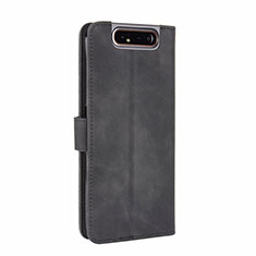 Leather Case Stands Flip Cover Holder L05Z for Samsung Galaxy A80 Black