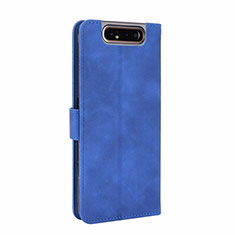 Leather Case Stands Flip Cover Holder L05Z for Samsung Galaxy A80 Blue