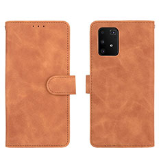 Leather Case Stands Flip Cover Holder L05Z for Samsung Galaxy A91 Brown