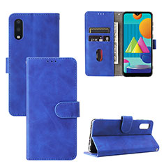 Leather Case Stands Flip Cover Holder L05Z for Samsung Galaxy M02 Blue
