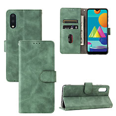 Leather Case Stands Flip Cover Holder L05Z for Samsung Galaxy M02 Green