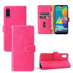 Leather Case Stands Flip Cover Holder L05Z for Samsung Galaxy M02 Hot Pink