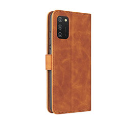 Leather Case Stands Flip Cover Holder L05Z for Samsung Galaxy M02s Brown