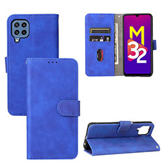Leather Case Stands Flip Cover Holder L05Z for Samsung Galaxy M32 4G Blue