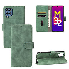 Leather Case Stands Flip Cover Holder L05Z for Samsung Galaxy M32 4G Green