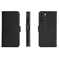 Leather Case Stands Flip Cover Holder L06 for Samsung Galaxy S21 5G Black