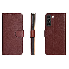 Leather Case Stands Flip Cover Holder L06 for Samsung Galaxy S21 FE 5G Red Wine