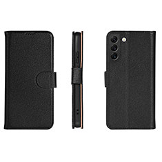 Leather Case Stands Flip Cover Holder L06 for Samsung Galaxy S21 Plus 5G Black