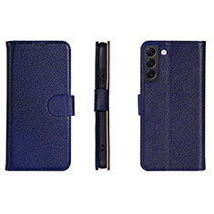 Leather Case Stands Flip Cover Holder L06 for Samsung Galaxy S22 5G Blue