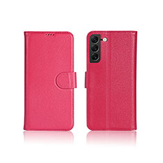 Leather Case Stands Flip Cover Holder L06 for Samsung Galaxy S24 5G Hot Pink