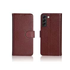Leather Case Stands Flip Cover Holder L06 for Samsung Galaxy S24 5G Red Wine